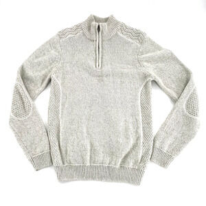 Emerald Isle Weaving Mens Clifden‎ Pullover Sweater Sz S Gray Wool Blend 1/4 Zip